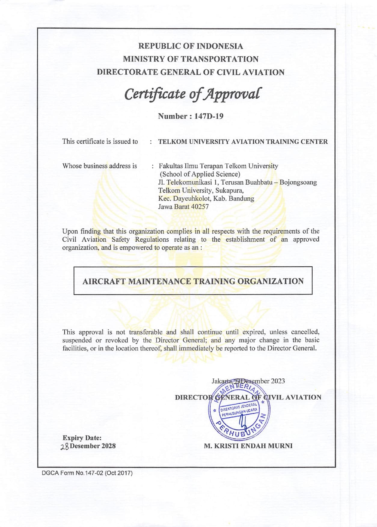 Certificate of Approval