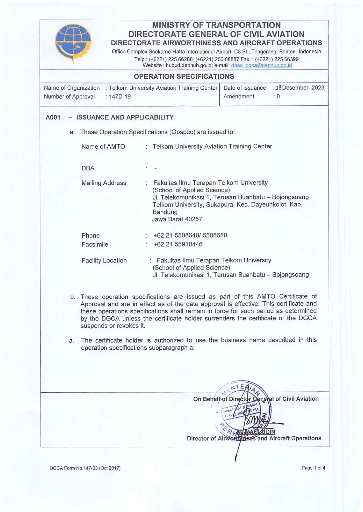 Operation Specifications